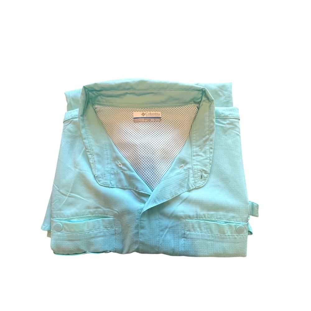 Columbia Men's Big Tall PFG Terminal Tackle Short Sleeve Sun Shirt Aqua XL‎